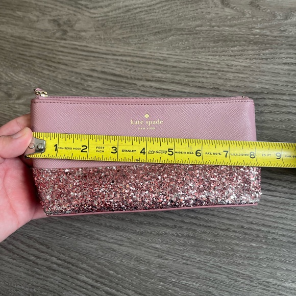 Kate Spade Greta Court Shiloh Glitter Cosmetic Travel Makeup Bag Pink - Picture 11 of 14